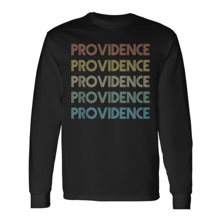 Providence Rhode Island Pride Vintage State Ri Retro 70S Long Sleeve T-Shirt T-Shirt