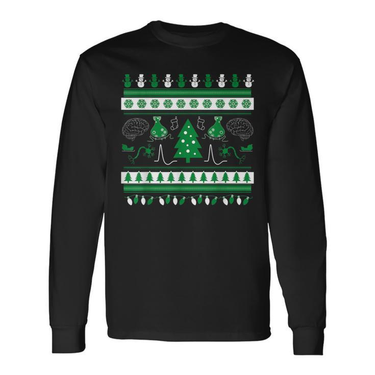 Psychology Ugly Christmas Sweater Brain Neurotransmitter Long Sleeve T-Shirt