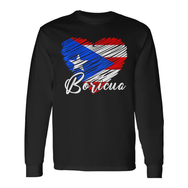 Puerto Rican Hispanic Heritage Boricua Puerto Rico Heart Long Sleeve