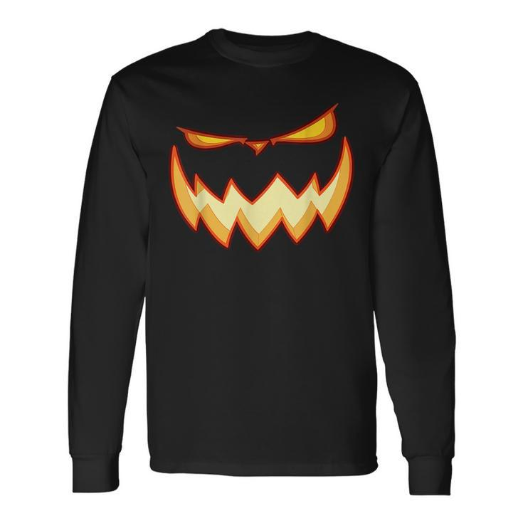 Pumpkin Monster Face Costume Scary Adult Long Sleeve T-Shirt T-Shirt