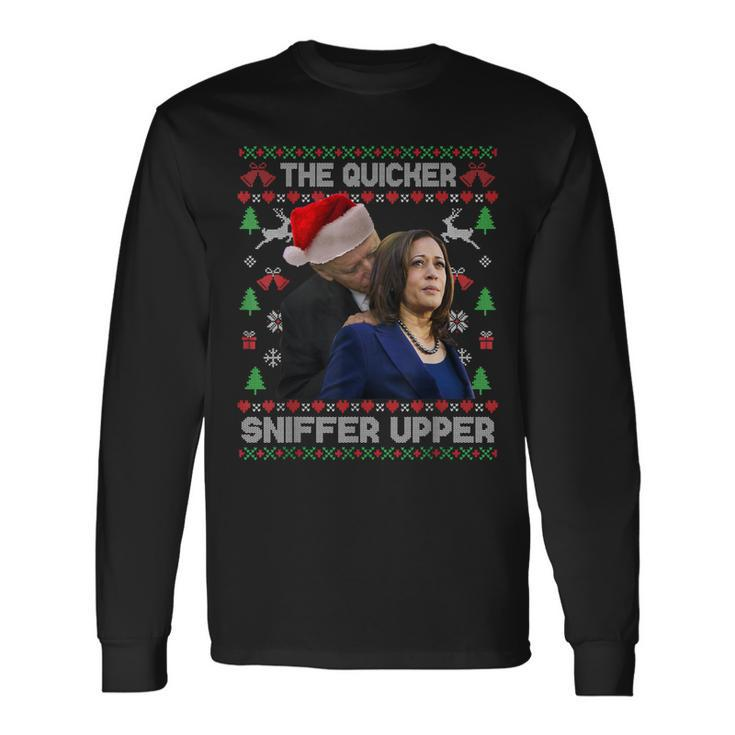 The Quicker Sniffer Upper Anti Biden Ugly Christmas Sweater Long Sleeve T-Shirt