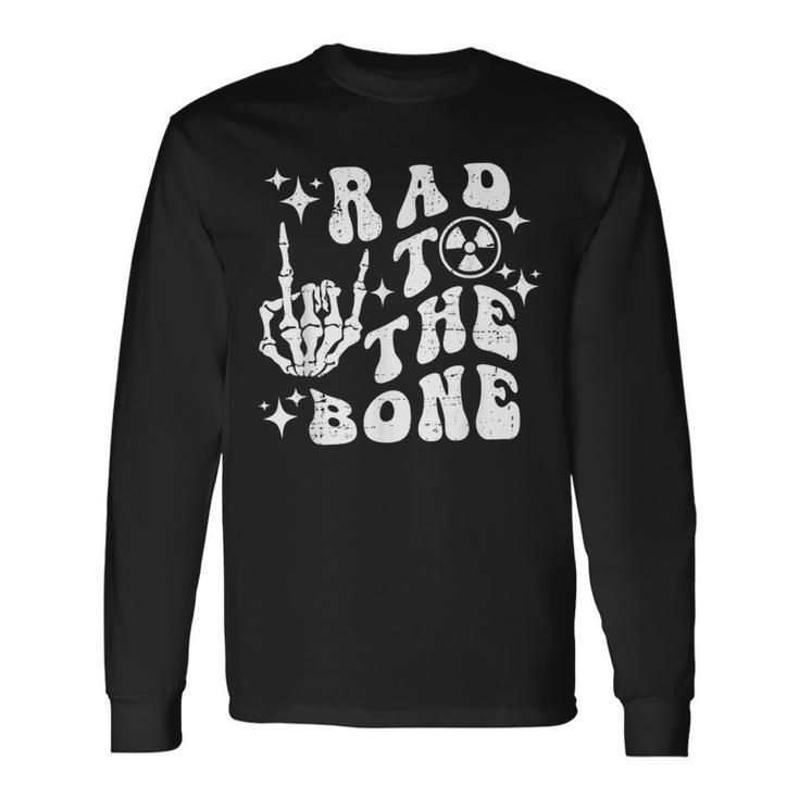Rad To The Bone Skeleton Rock Hand Halloween Tech Xray Long Sleeve T-Shirt