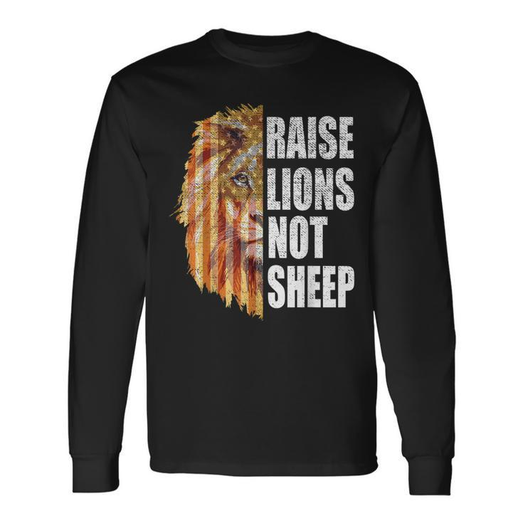 Raise Lions Not Sheep American Flag 4Th Of July Vintage Long Sleeve T-Shirt