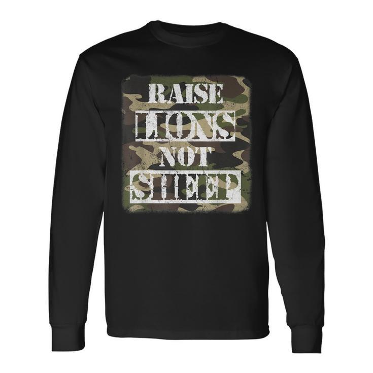 Raise Lions Not Sheep American Patriot Camo Patriotic Lion Long Sleeve T-Shirt