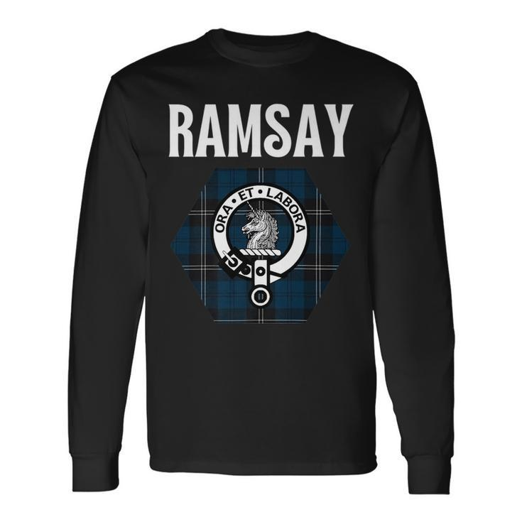 Ramsay Clan Scottish Name Coat Of Arms Tartan Long Sleeve T-Shirt