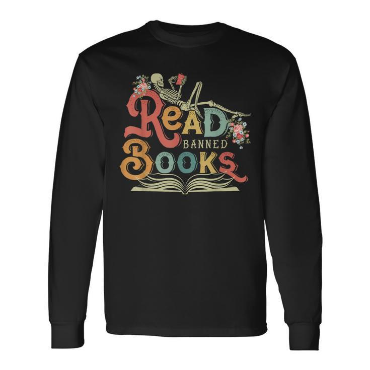 Read Banned Books Skeleton Reading Book Reading Long Sleeve T-Shirt T-Shirt