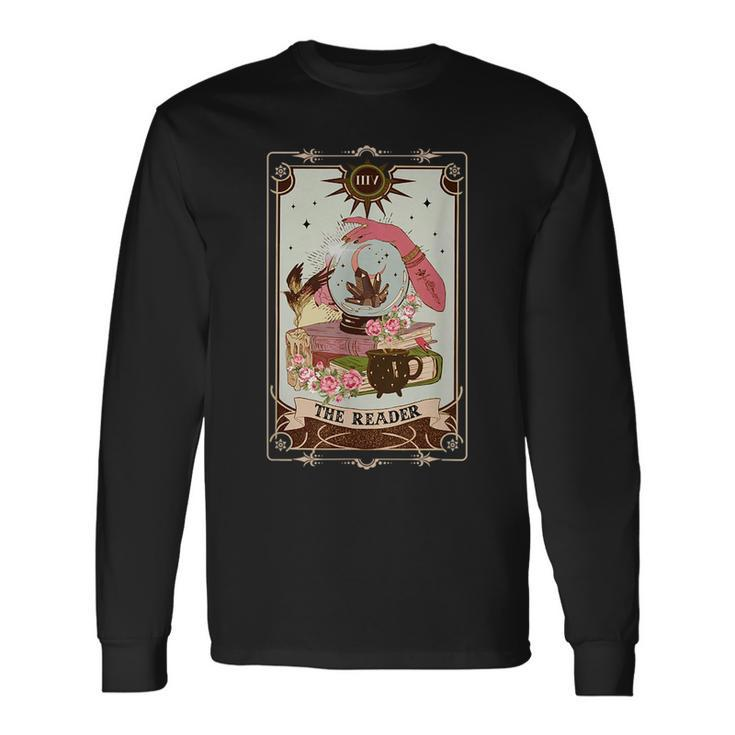 The Reader Tarot Card Witch Vibes Reading Bookworm Bookish Long Sleeve T-Shirt