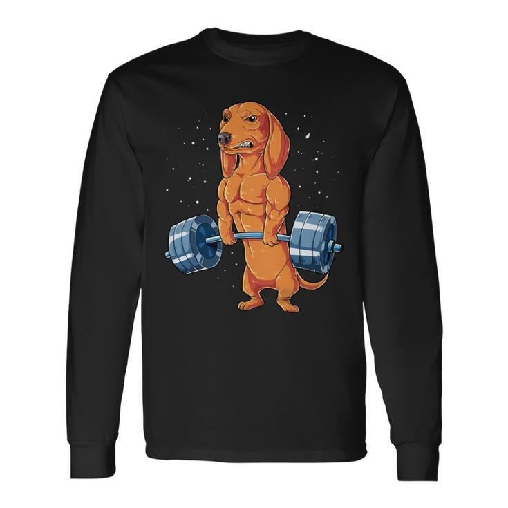 Red Dachshund Weightlifting Standard Long Sleeve T-Shirt