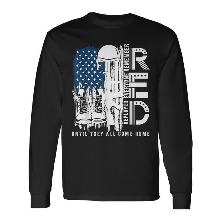 Red Friday Military We Wear Red Support Our Troops Us Flag Long Sleeve T-Shirt