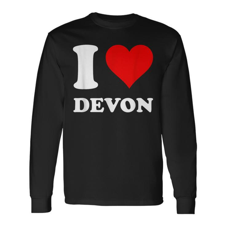 Red Heart I Love Devon Long Sleeve T-Shirt