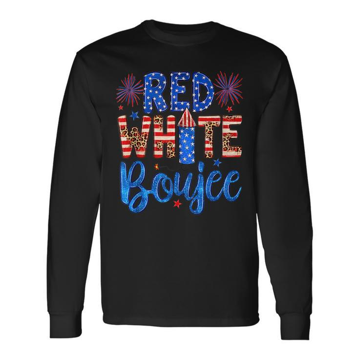 Red White & Boujee Summer Drinking 4Th Of July Us Flag Long Sleeve T-Shirt