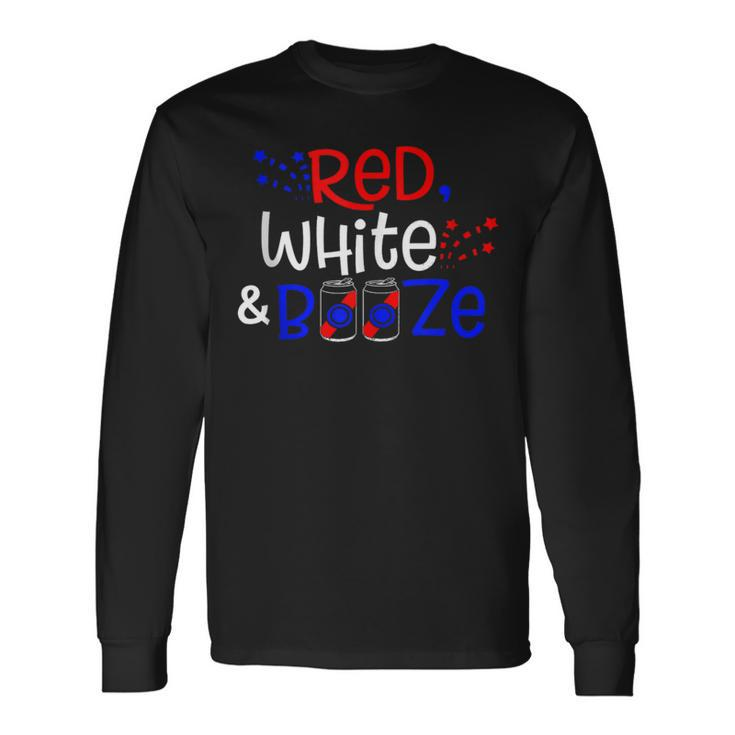 Red White And Booze Adult 4Th Of July Long Sleeve T-Shirt