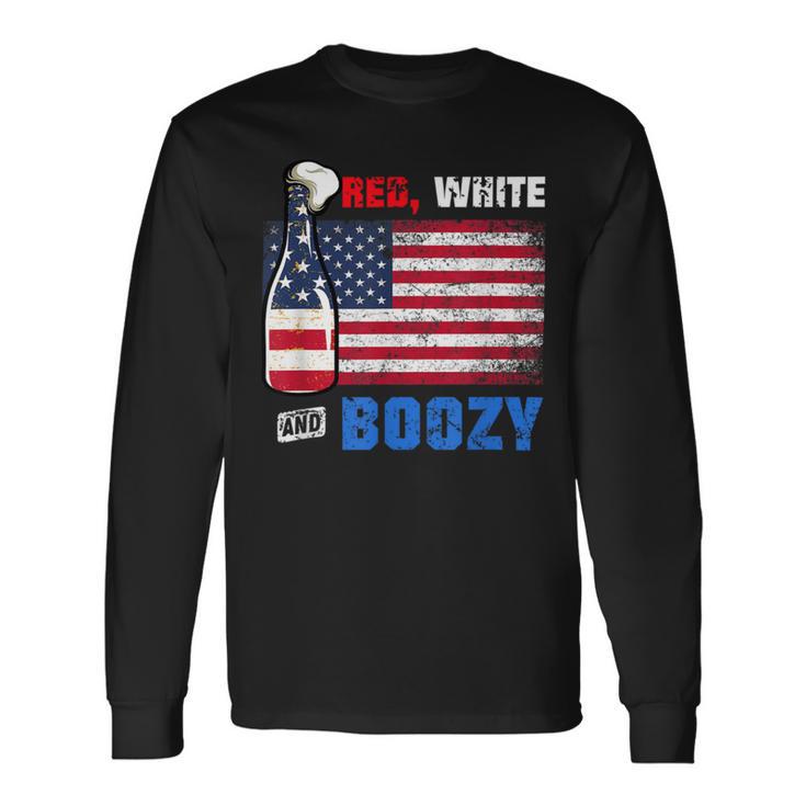 Red White And Boozy 4Th Of July Drinking Long Sleeve T-Shirt