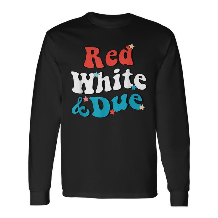 Red White And Due 4Th Of July Usa Baby Reveal American Long Sleeve T-Shirt T-Shirt
