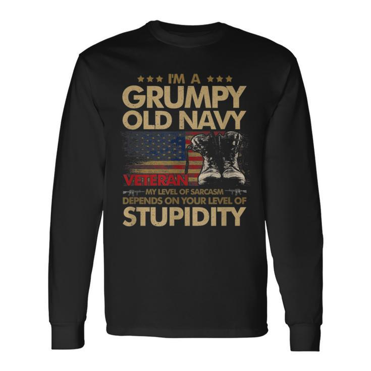 Retirement Grumpy Old Veteran Pride Navy Sarcasm Long Sleeve T-Shirt T-Shirt
