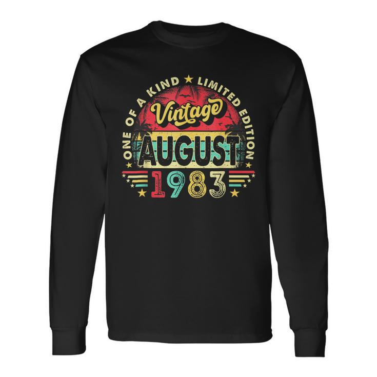 Retro 40 Year Old Vintage August 1983 40Th Birthday 40Th Birthday Long Sleeve T-Shirt T-Shirt