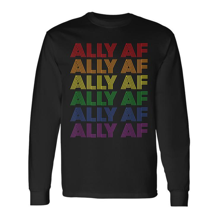 Retro Ally Af Gay Pride Lgbtq Gay Equality Long Sleeve T-Shirt