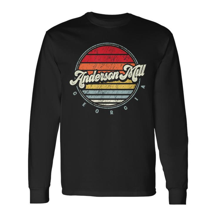 Retro Anderson Mill Home State Cool 70S Style Sunset Long Sleeve T-Shirt
