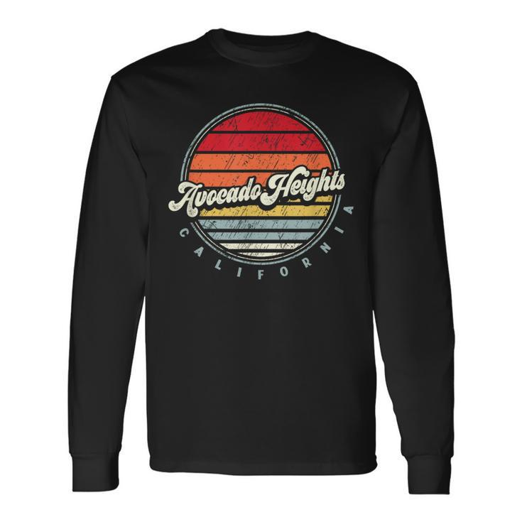 Retro Avocado Heights Home State Cool 70S Style Sunset Long Sleeve T-Shirt