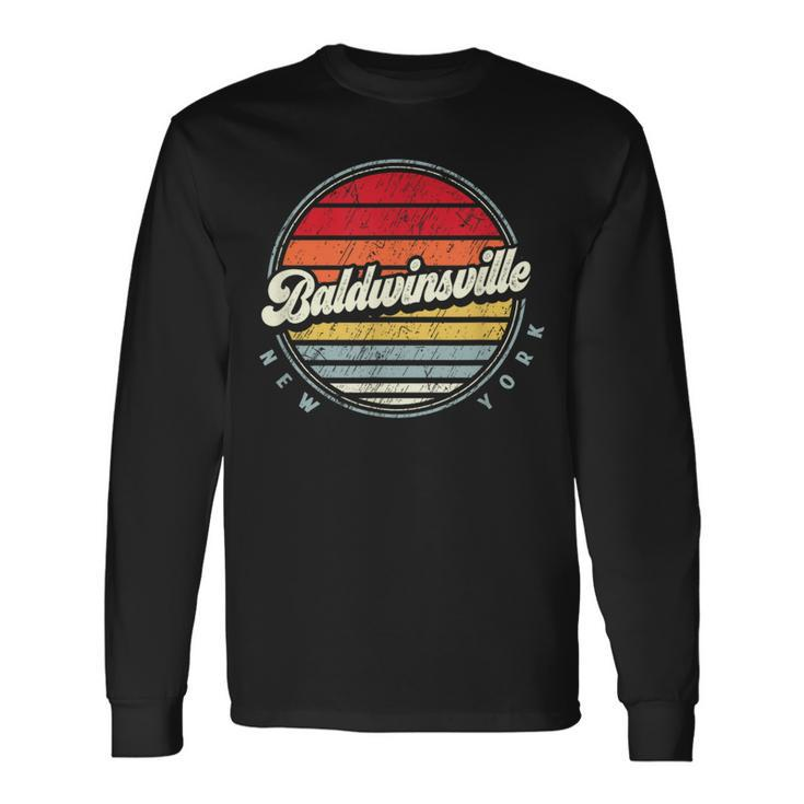 Retro Baldwinsville Home State Cool 70S Style Sunset Long Sleeve T-Shirt