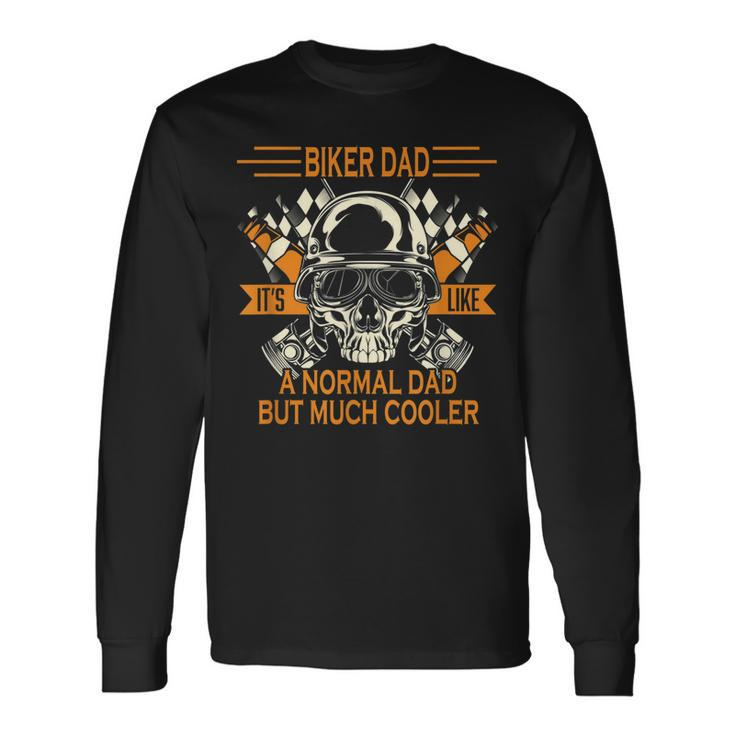 Retro Biker Dad Motorcycle Fathers Day For Biker Long Sleeve T-Shirt T-Shirt