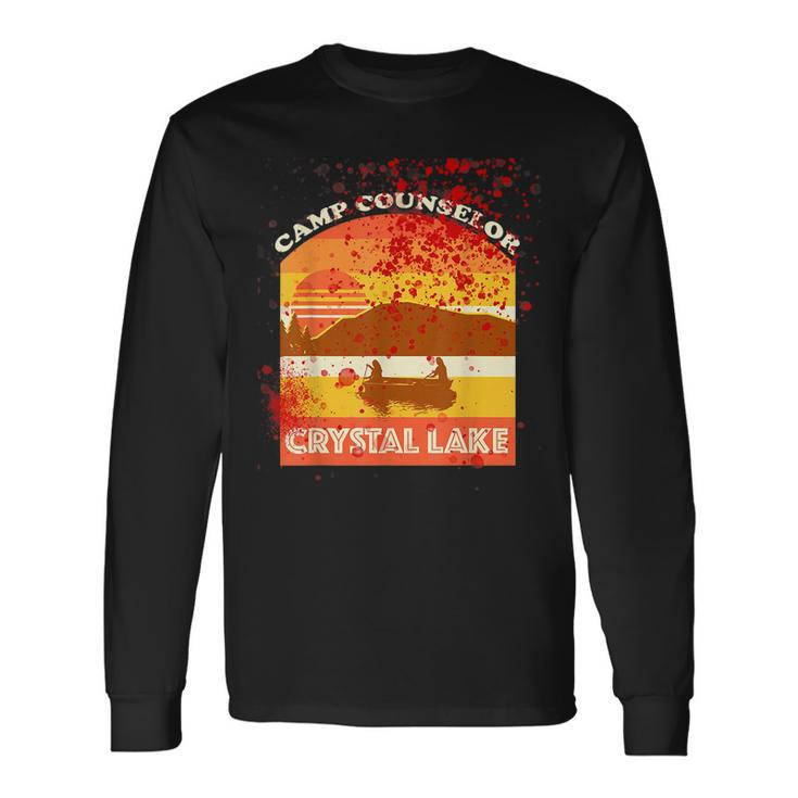 Retro Camp Counselor Crystal Lake With Blood Stains Counselor Long Sleeve T-Shirt Gifts ideas