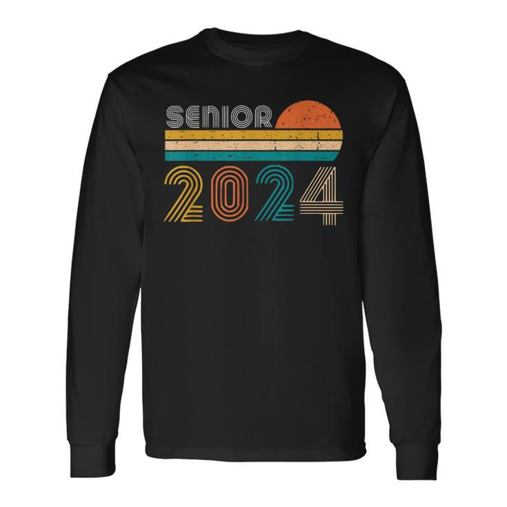Retro Class Of 2024 Seniors 24 Back To School Graduation Long Sleeve T-Shirt T-Shirt