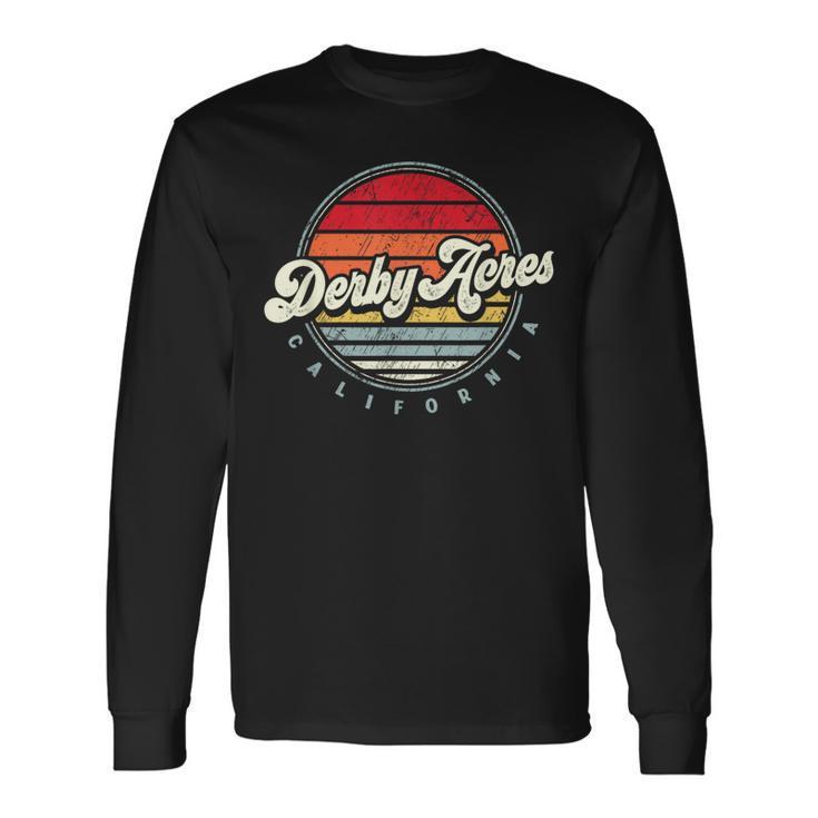 Retro Derby Acres Home State Cool 70S Style Sunset Long Sleeve T-Shirt
