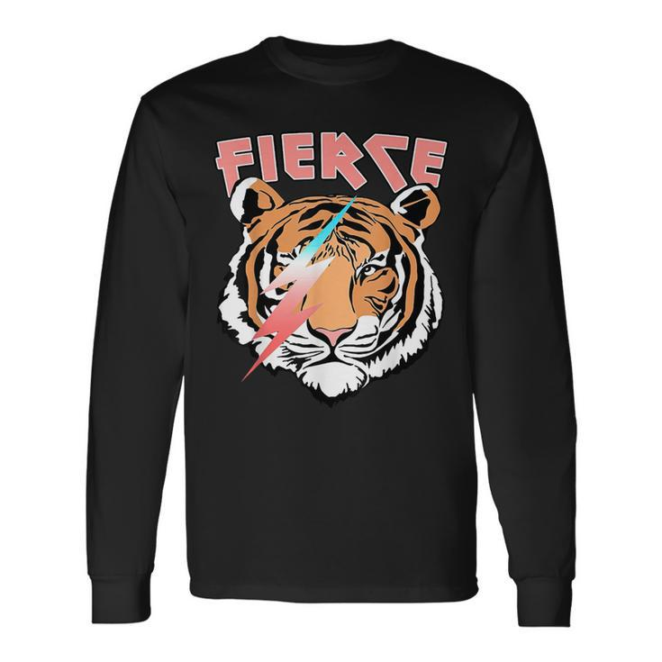 Retro Fierce Tiger Lover Lightning Long Sleeve T-Shirt