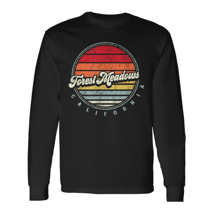 Retro Forest Meadows Home State Cool 70S Style Sunset Long Sleeve T-Shirt