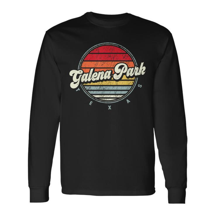 Retro Galena Park Home State Cool 70S Style Sunset Long Sleeve T-Shirt
