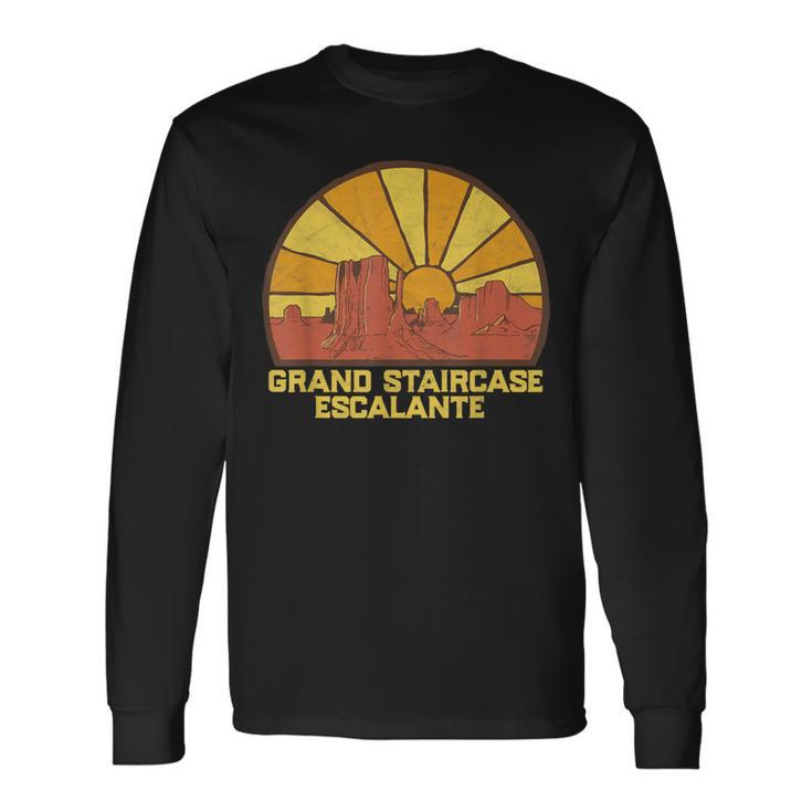 Retro Grand Staircase Escalante Sun Vintage Graphic Long Sleeve T-Shirt