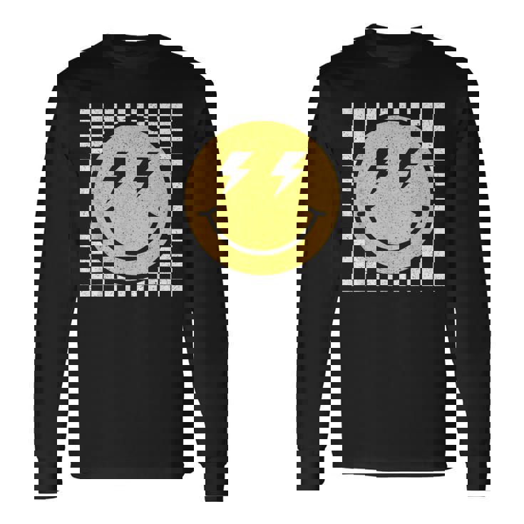 Retro Happy Face Checkered Pattern Smile Face Trendy Smiling