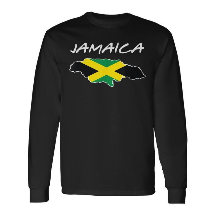 Retro Jamaica Flag Jamaican Island Travel Vacation Souvenir Long Sleeve T-Shirt