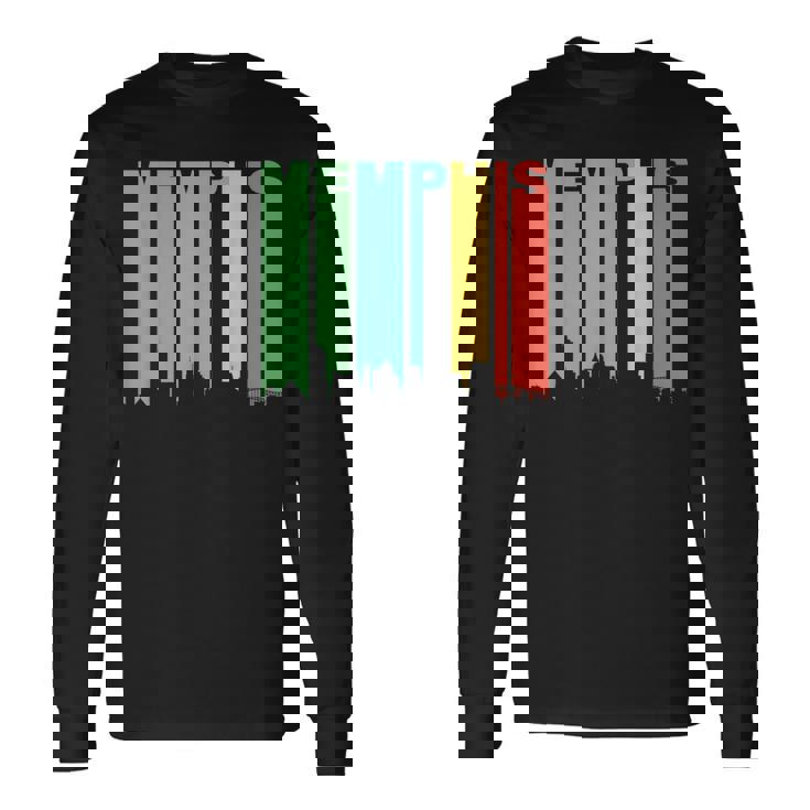 Retro Memphis Tennessee Cityscape Downtown Skyline Long Sleeve T-Shirt