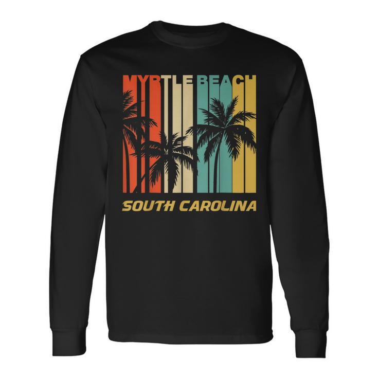 Retro Myrtle Beach South Carolina Palm Trees Vacation Long Sleeve T-Shirt T-Shirt