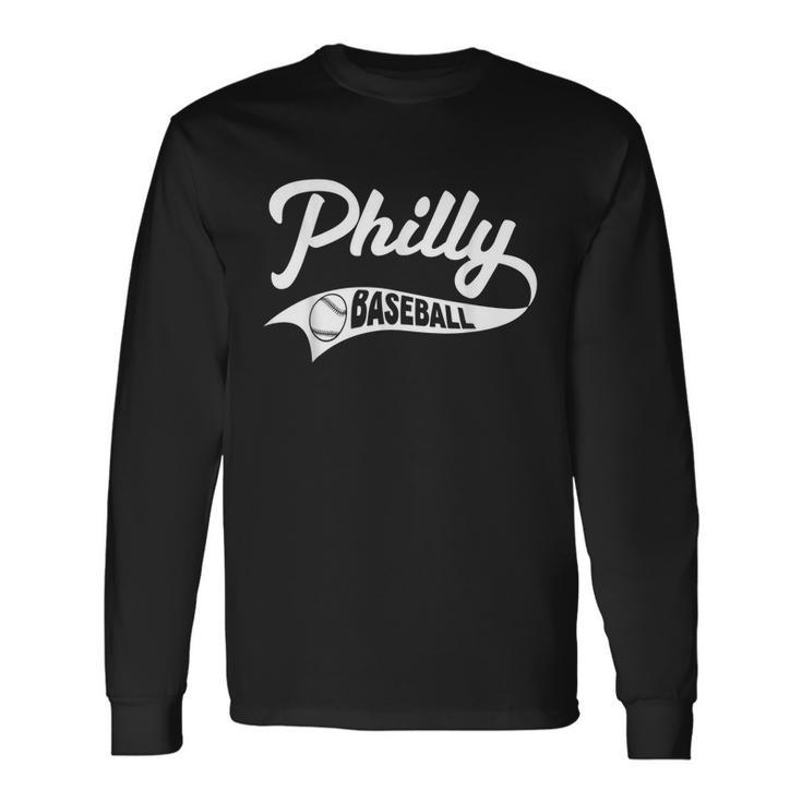 Retro Philadelphia Baseball Vintage Philly Swoosh Baseball Long Sleeve T-Shirt