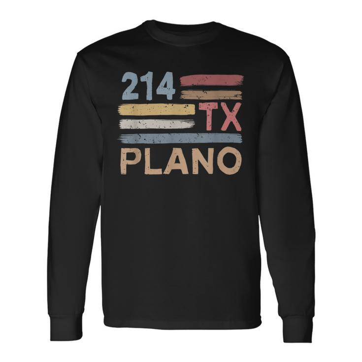 Retro Plano Area Code 214 Residents State Texas Long Sleeve T-Shirt