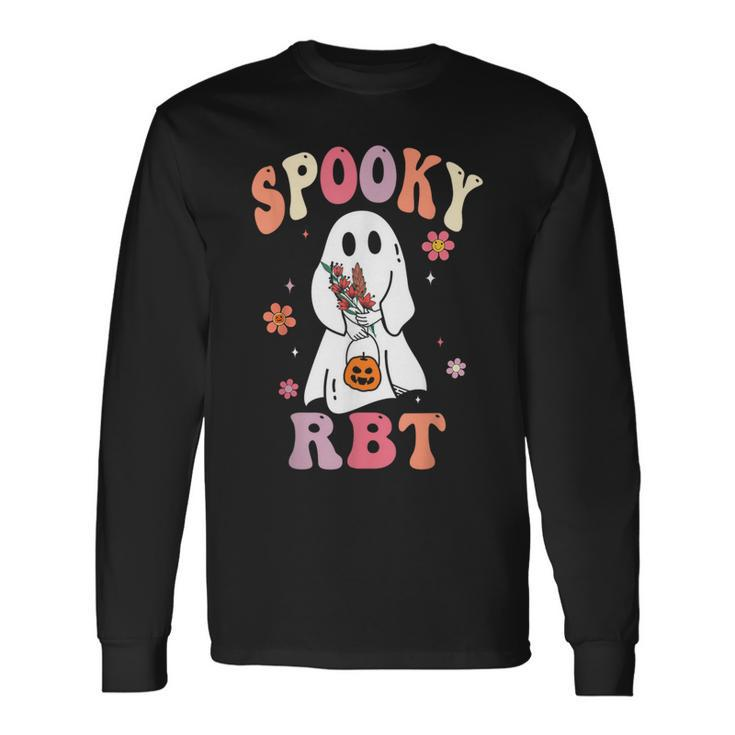 Retro Spooky Rbt Behavior Technician Halloween Rbt Therapist Long Sleeve T-Shirt Gifts ideas