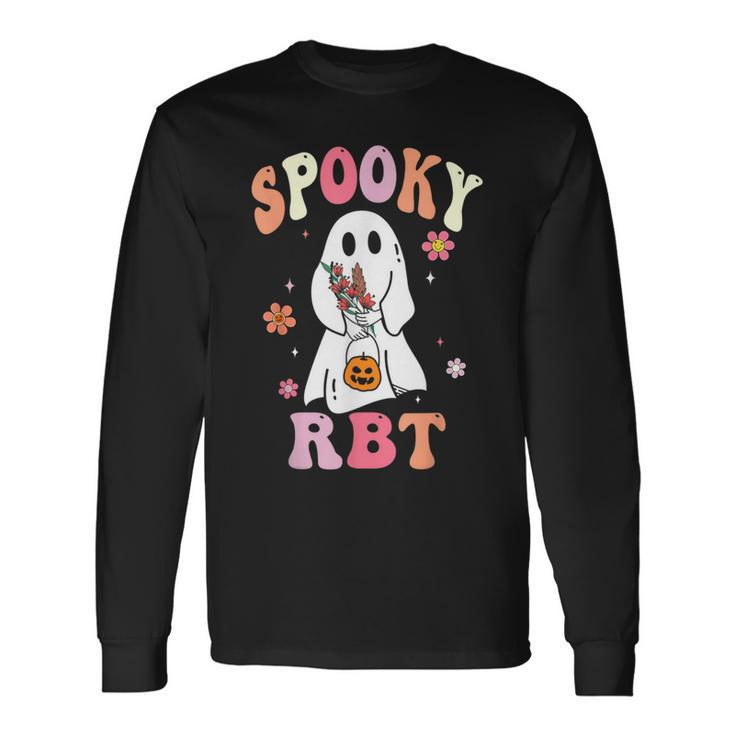 Retro Spooky Rbt Behavior Technician Halloween Rbt Therapist Long Sleeve T-Shirt
