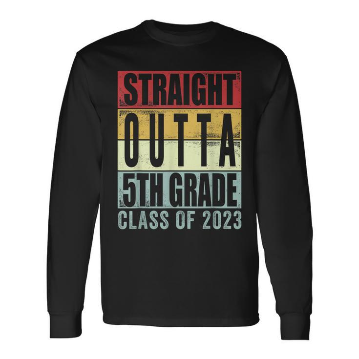 Retro Straight Outta 5Th Grade Graduation Class Of 2023 Long Sleeve T-Shirt T-Shirt