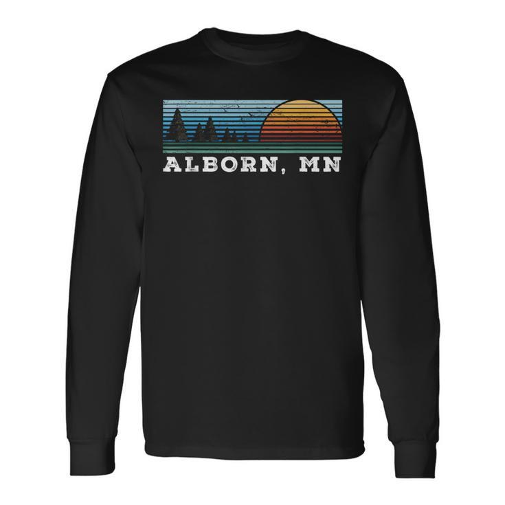 Retro Sunset Stripes Alborn Minnesota Long Sleeve T-Shirt