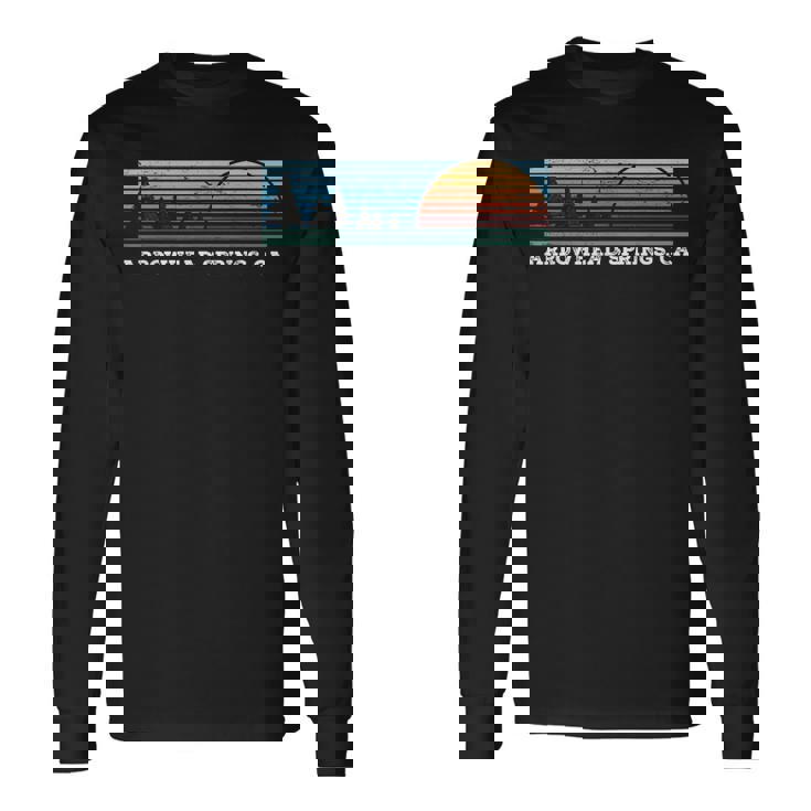 Retro Sunset Stripes Arrowhead Springs California Long Sleeve T-Shirt
