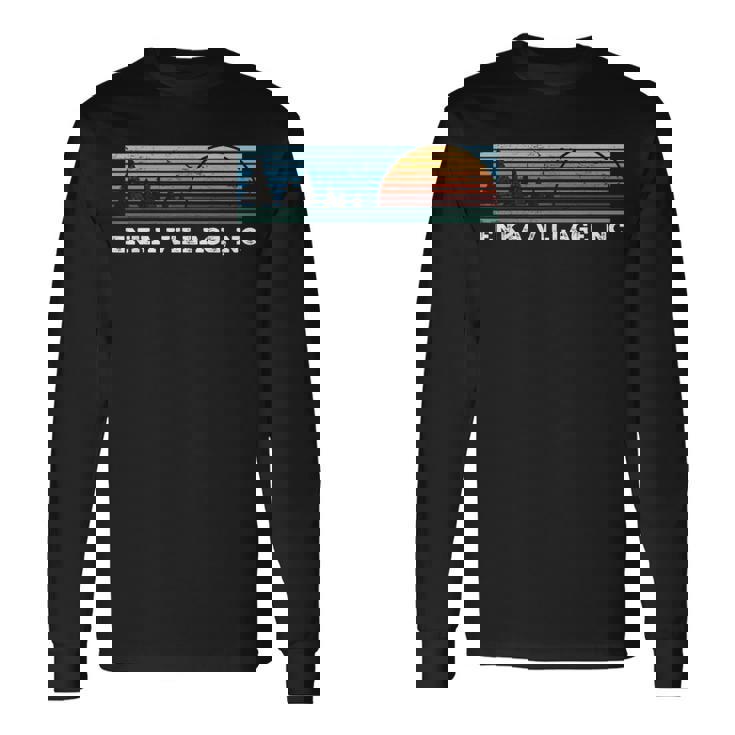 Retro Sunset Stripes Enka Village North Carolina Long Sleeve T-Shirt