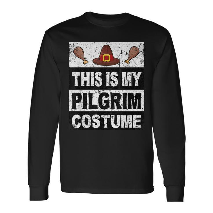 Retro Thanksgiving Pilgrim Costume Turkey Day Boys Long Sleeve T-Shirt