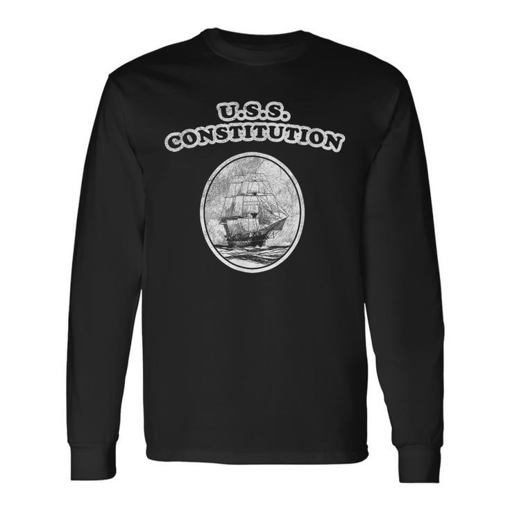 Retro Uss Constitution By Turbo Volcano Long Sleeve T-Shirt