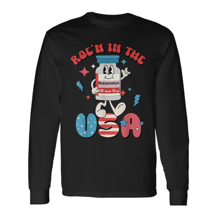 Retro Vial Rocn In The Usa Happy 4Th Of July Vibes Usa Long Sleeve T-Shirt T-Shirt