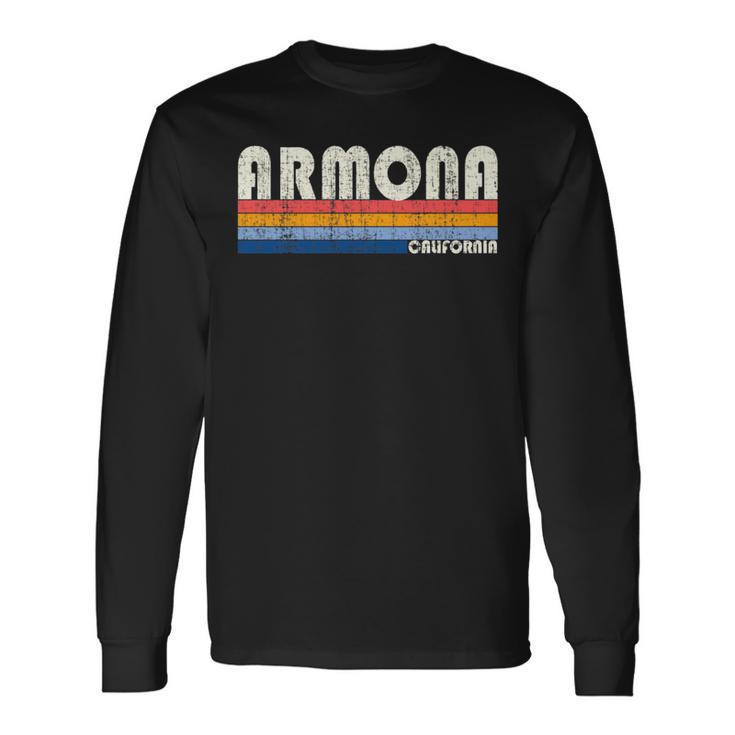 Retro Vintage 70S 80S Style Armona Ca Long Sleeve T-Shirt
