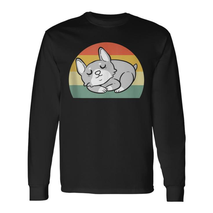 Retro Vintage Dog Corgi Sleeping Long Sleeve T-Shirt T-Shirt