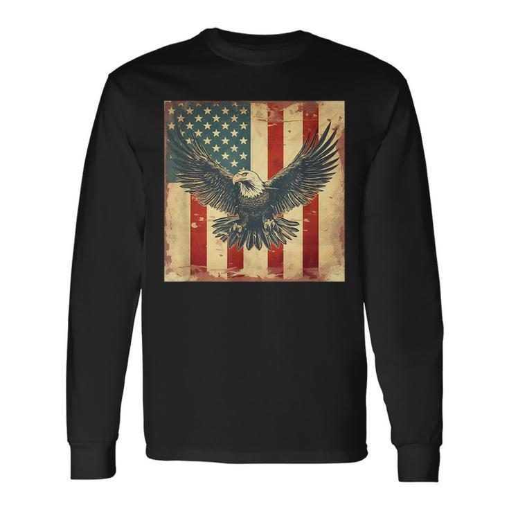 Retro Vintage Eagle American Usa Flag 4Th July Celebration Long Sleeve T-Shirt T-Shirt Gifts ideas